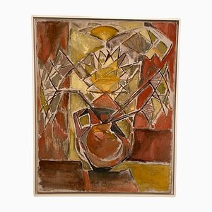 French Cubist Still-Life Painting, 1910s, Acrylic on Canvas
