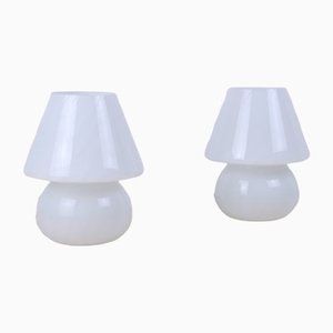 Lampes Champignon Vintage en Verre, Set de 2