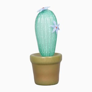 Murano Art Glass Water Green Cactus Plant, 1990