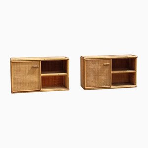 Italian Bamboo Rattan Bedside Tables, 1970s, Set of 2