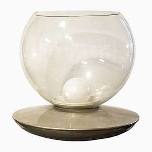 Tischlampe aus Glas & verchromtem Metall, Italien, 1970er