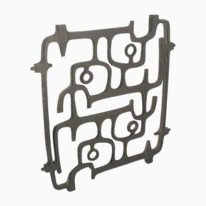 Vintage Cast Iron Abstract Wall Sculpture, 1960s