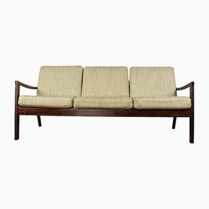 Danish Mahogany & Pattern Fabric 3-Seat Sofa by Ole Wanscher for Poul Jepessen, 1970