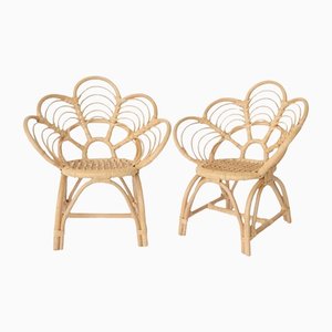 Faux Rattan Flower Chair, Set of 2