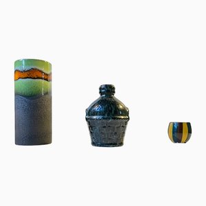 Moderne skandinavische Studio Vasen aus glasierter Keramik, 1960er, 3er Set