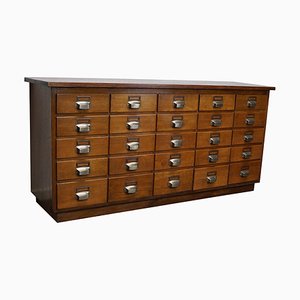 Mid-20th Century German Industrial Oak Apothecary Cabinet