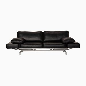 Schwarzes Gaetano 687 Zwei-Sitzer Ledersofa mit Relaxfunktion von WK Living