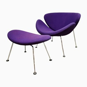 Dutch Design Easy Chair & Ottoman ‘Orange Slice’ by Pierre Paulin for Artifort