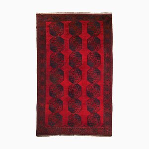 Afghan Dark Red with Border Geometric Rug