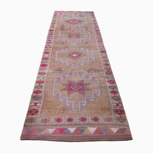 Vintage Turkish Pink Oushak Anatolian Wool Carpet Runner Rug