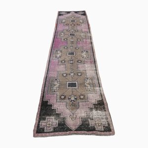 Tapis de Couloir Oushak Vintage Fait Main en Laine, Turquie