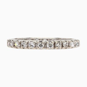 Anillo de bodas francés moderno en oro blanco de 18 quilates con diamantes