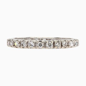 French Modern Wedding Ring in 18K White Gold with Diamonds