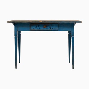 Blauer schwedischer Schreibtisch im Gustavianischen Stil, 19. Jh.