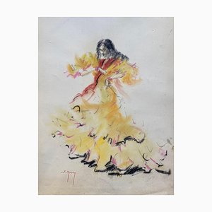 José Parera, Danseuse de flamenco, 1970, Ölstift auf Papier