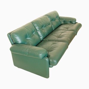 Italian Forest Green Leather Coronado Sofa by Tobia Scarpa for B&b, 1970s