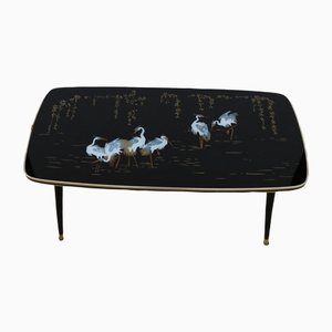 Mid-Century French Vintage Glass Brass Coffee Table Side Table