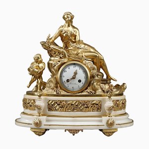 Gilded Bronze Venus and Cupid Clock in the Style of Louis XVI
