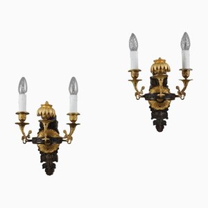 Charles X Chiseled and Gilt Bronze Sconces. Set of 2
