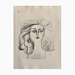 Nach Pablo Picasso, Portrait of Jacqueline, 1952, Radierung