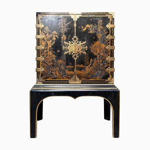 Antique Japanese Chinoiserie Lacquered Cabinet on Stand