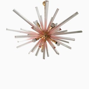 Lámpara de araña Triedro Sputnik de cristal de Murano rosa degradado de Murano Glass