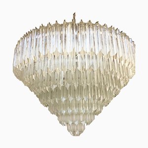 Lampadario Quadriedro in vetro di Murano trasparente