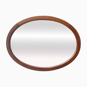 Specchio ovale vintage con cornice in mogano