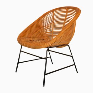 Mid-Century Bamboo and Iron Pod Chair, 1960s