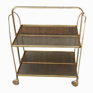 Vintage Folding Trolley in Gold Brass and Plastic