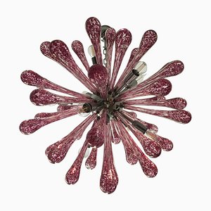 Lámpara de araña "Drops" Sputnik de cristal de Murano rubí de Murano Glass