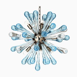 Lampadario Sputnik in vetro di Murano blu marino