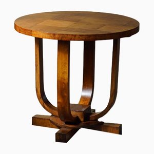 Danish Art Deco Walnut Round Side Table or Coffee Table, 1940s