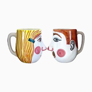 Mann & Frau Becher aus Keramik, 1960er, 2er Set