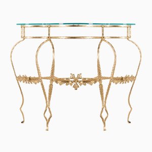 Vintage Gilt Iron & Glass Console Table, 1950s