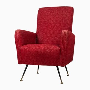 Vintage Red Fabric Armchair, 1950s