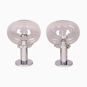 Chrome and Glass Table Lamps, Set of 2