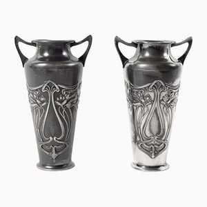 Art Nouveau Silver Plated Vases by WMF, Set of 2