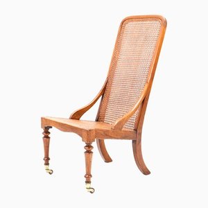 Antique Victorian Knitting Chair with Caning in Cherrywood