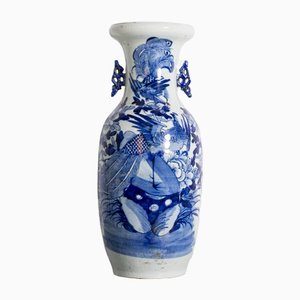 Chinese Vase in Blue and White Painted Porcelain
