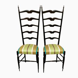 Italian Wood with High Backrest Chiavari Chairs in the Style of Paolo Buffa, Set of 2