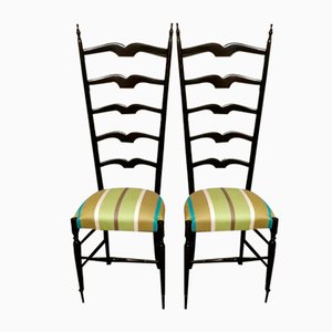 Set of Italian Wood with High Backrest Chiavari Chairs in the Style of Paolo Buffa