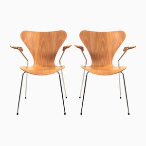 Stackable Beech Butterfly 7-Series Chair with Armrests by Arne Jacobsen for Fritz Hansen, 1997