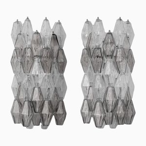 Poliedri Wall Lights in Clear and Smoked Glass by Carlo Scarpa for Venini, Set of 2
