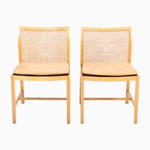 Chaises d'Appoint Mid-Century en Frêne et Cuir Cognac, Danemark, 1960s, Set de 2