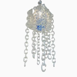 Italian Chain Chandelier in Murano Glass and Metal by Fratelli Toso, 1970s