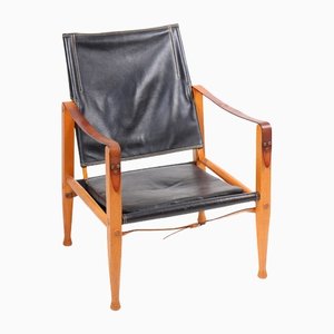 Midcentury Danish Lounge Chair in Patianted Leather by Kaare Klint for Rud. Rasmussen