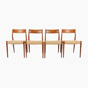 Danish Model No. 77 Dining Chairs by Niels Otto (N. O.) Møller for J.L. Møllers, Set of 4