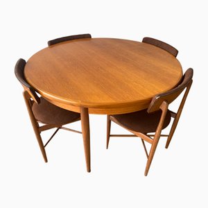 Tavolo da pranzo vintage allungabile e sedie abbinate in teak di G-Plan, set di 7