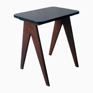Side Table in Darkened Oak with Black Coated Top, 1960s